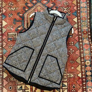 J Crew Quilted Puffer Vest, Herringbone, Medium